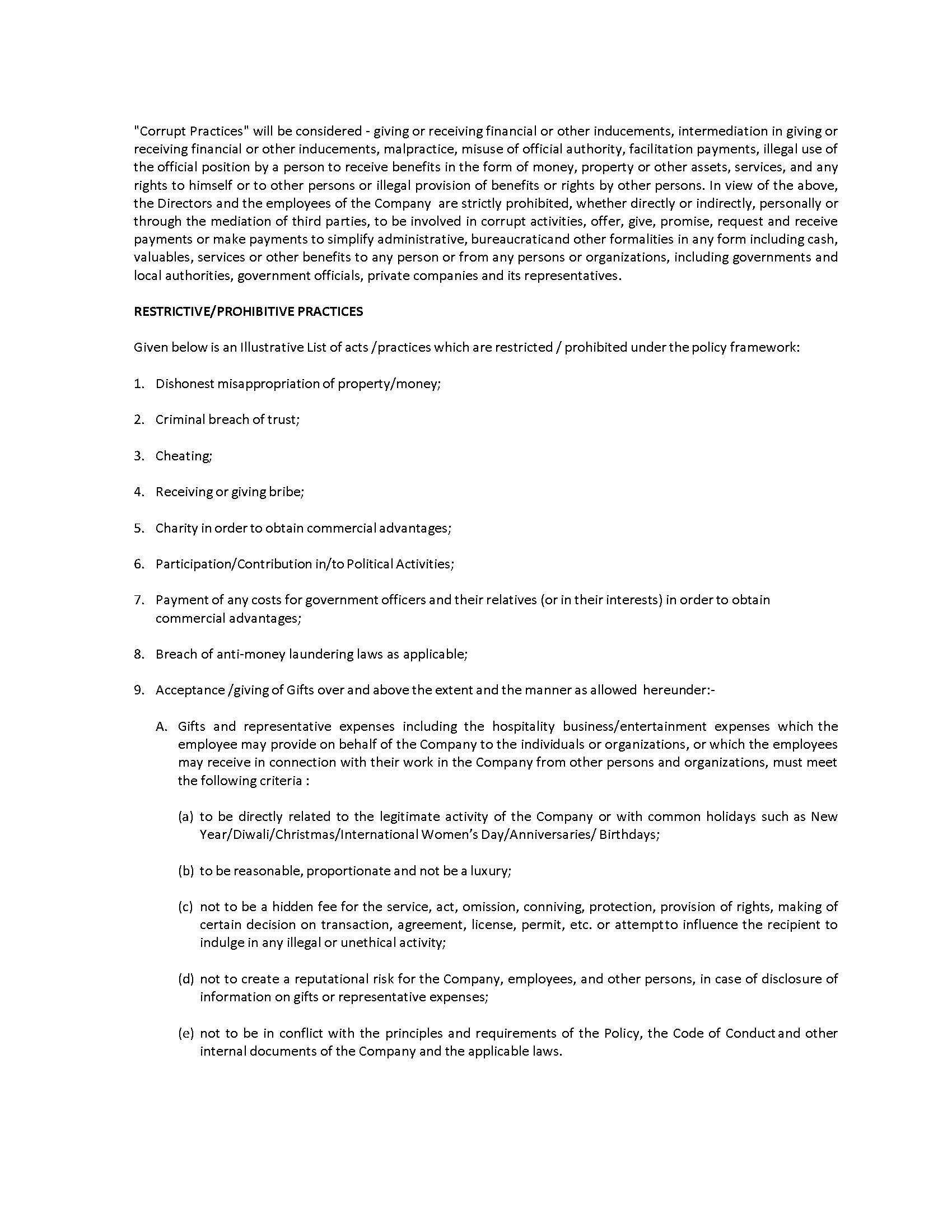 Eveready India Ethics Anti corruption And Bribery Policies