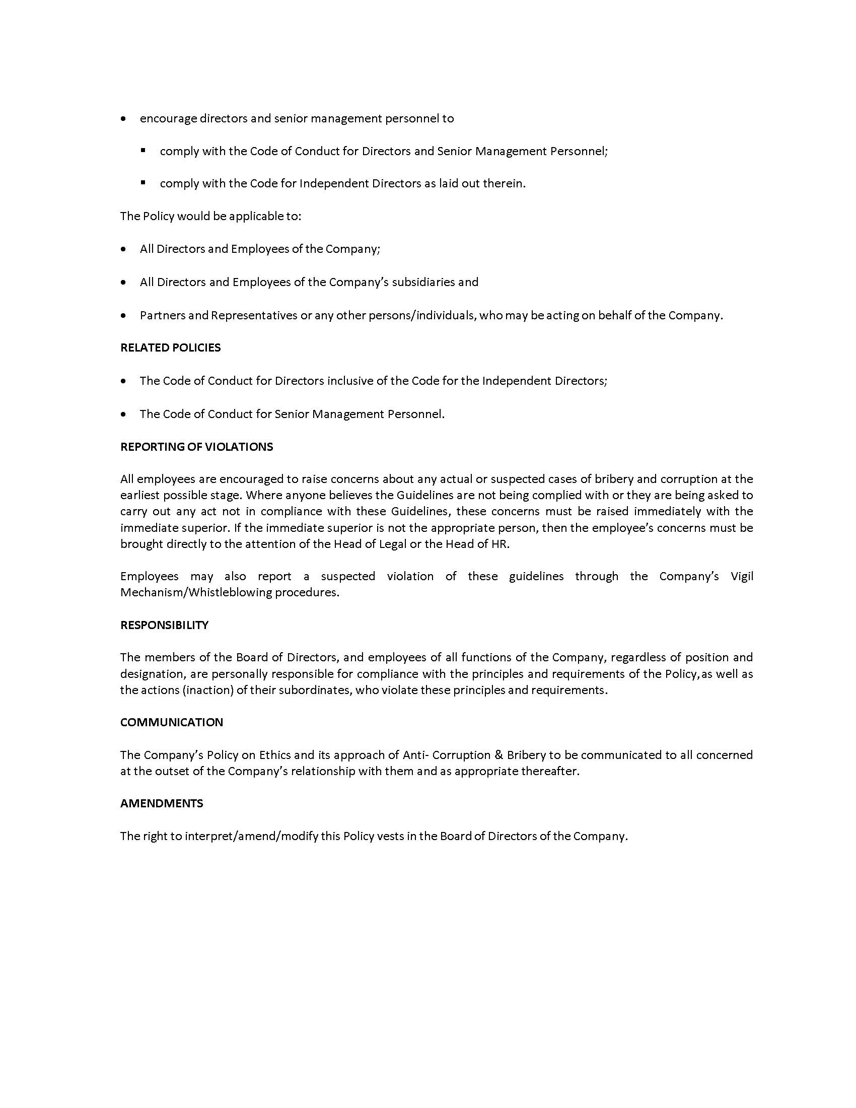 Eveready India Ethics Anti corruption And Bribery Policies