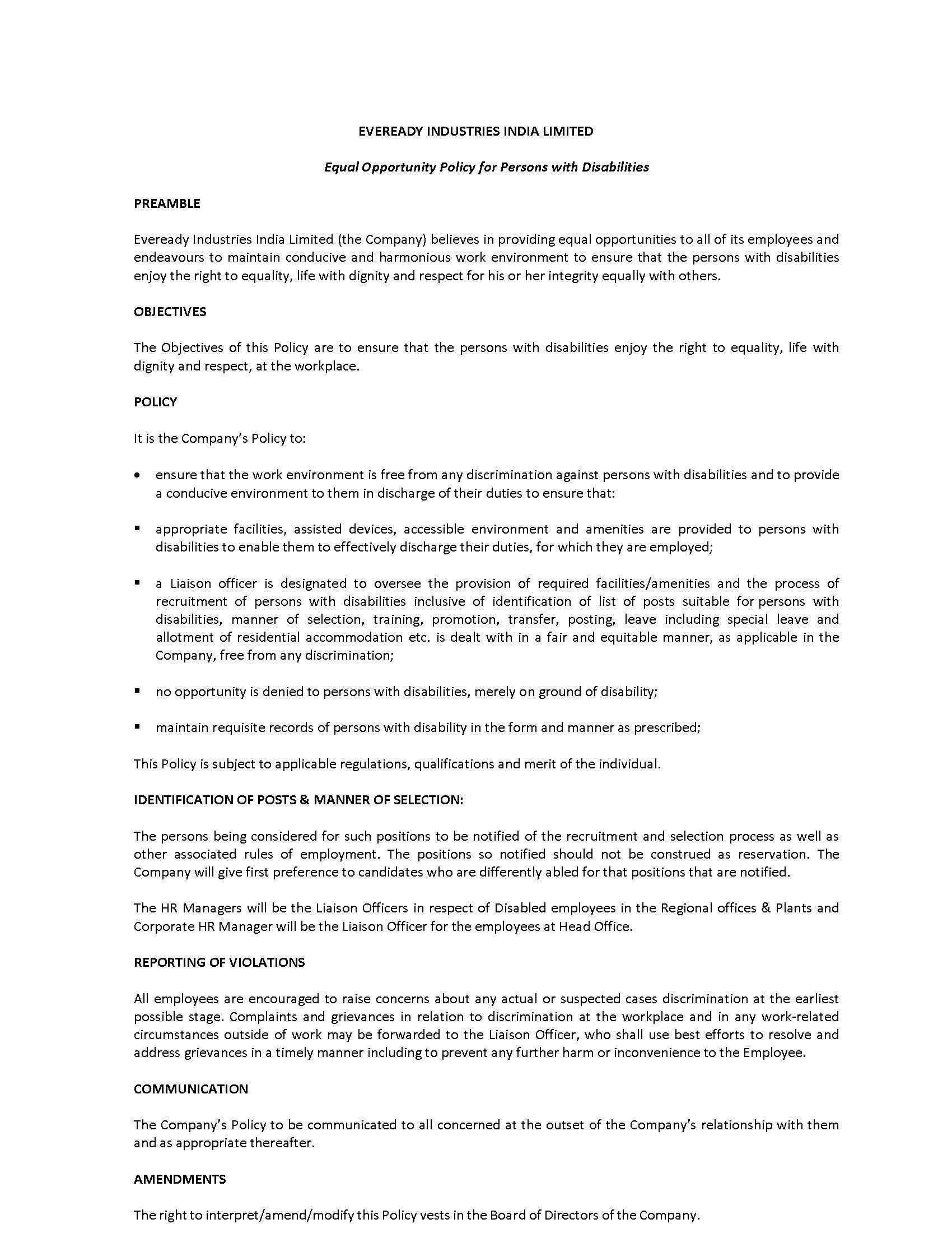 Eveready India Ethics Anti corruption And Bribery Policies