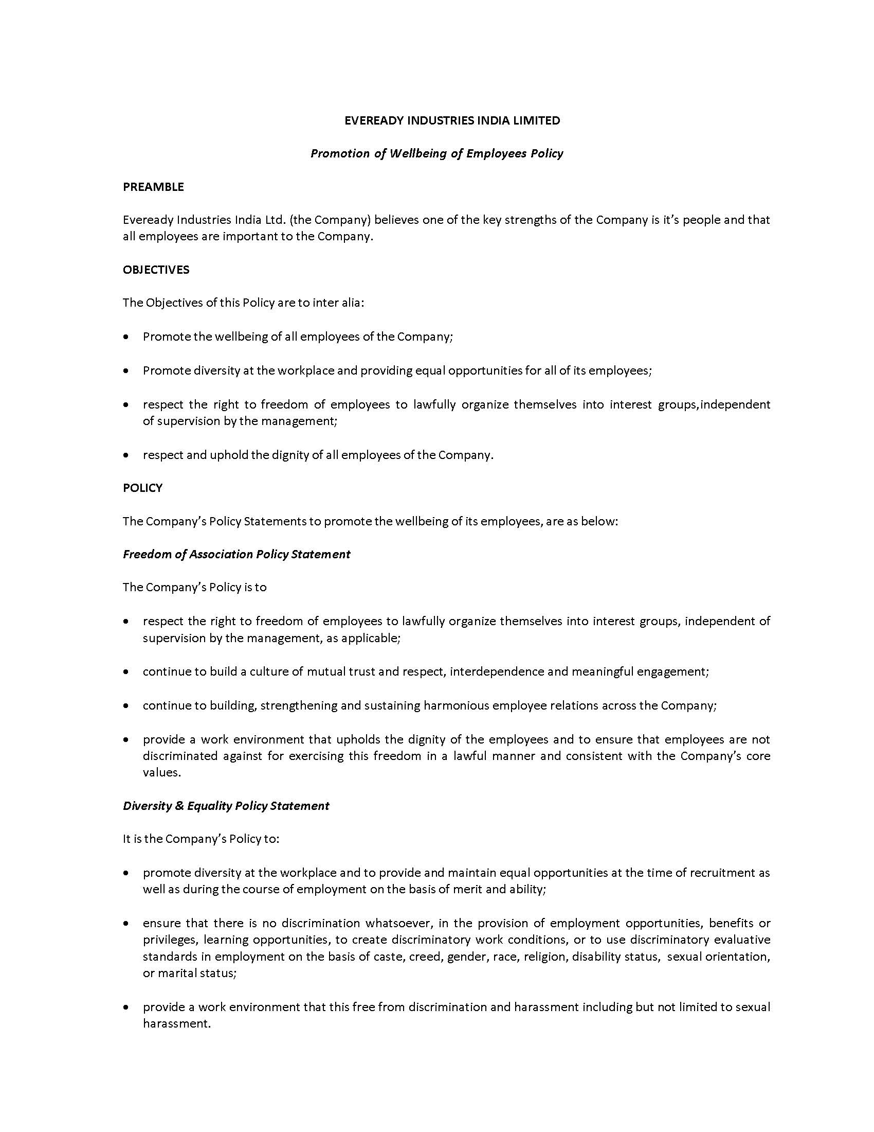 Eveready India Ethics Anti corruption And Bribery Policies